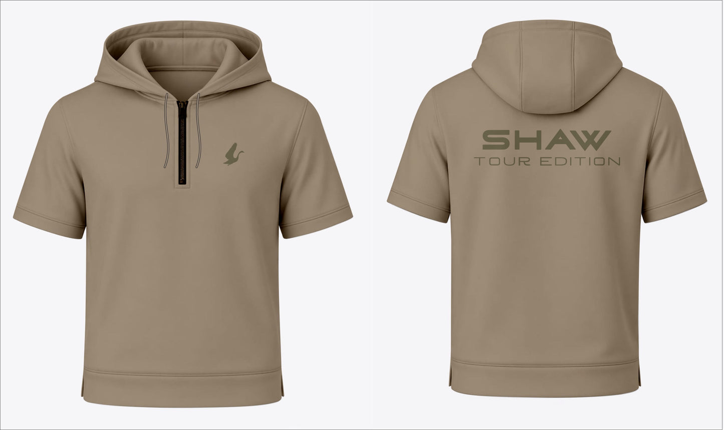 Beige Shaw Tour Range Short Sleeve Hoodie