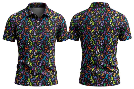 BLACK FULL PATTERN FU Golf Polo